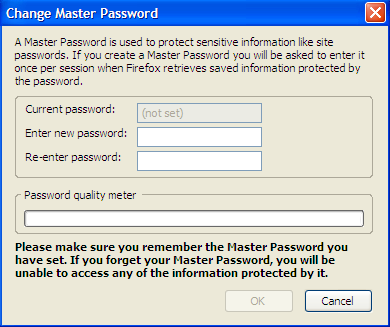 Firefox master password